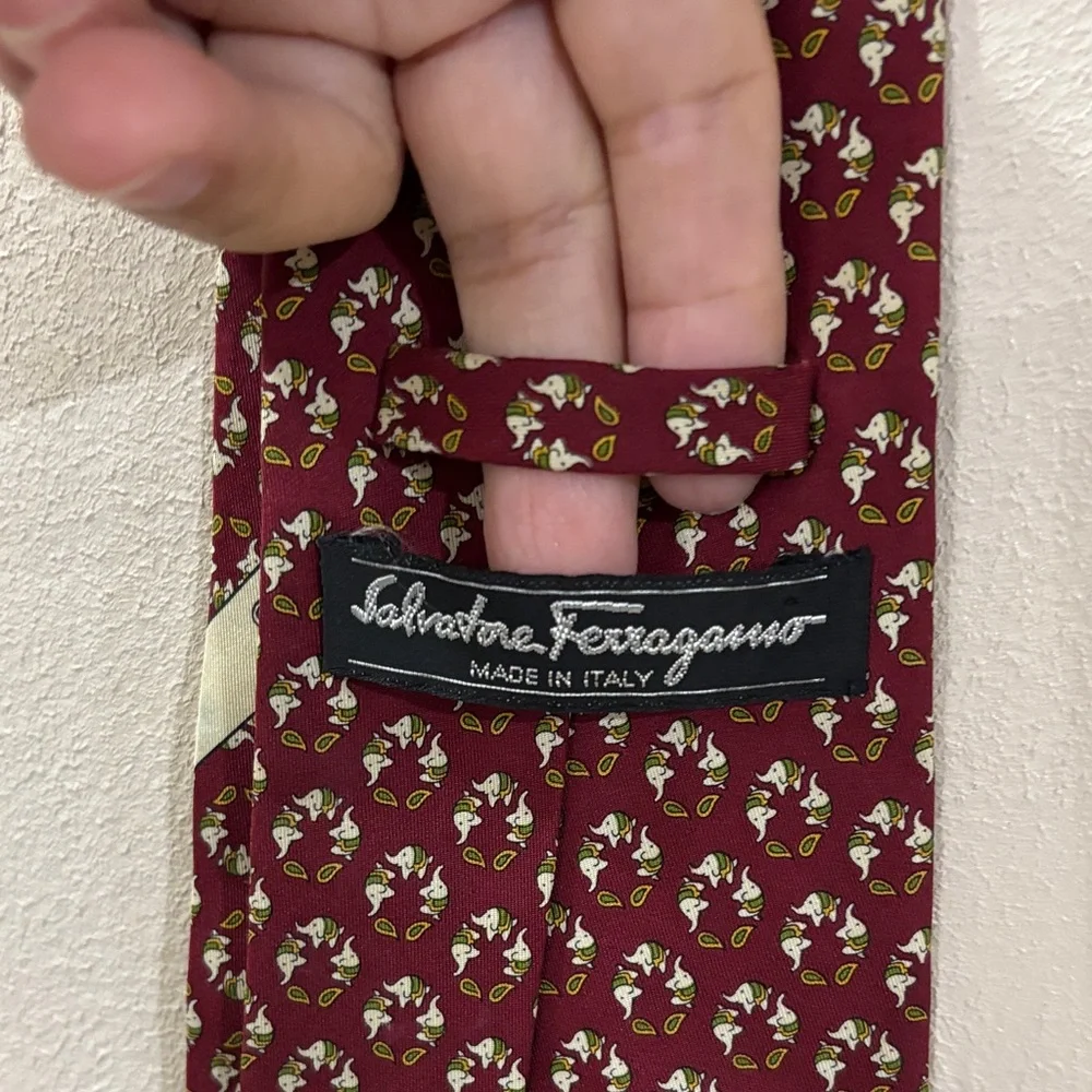 Salvatore Ferragamo Burgundy Geometric Men's Tie
